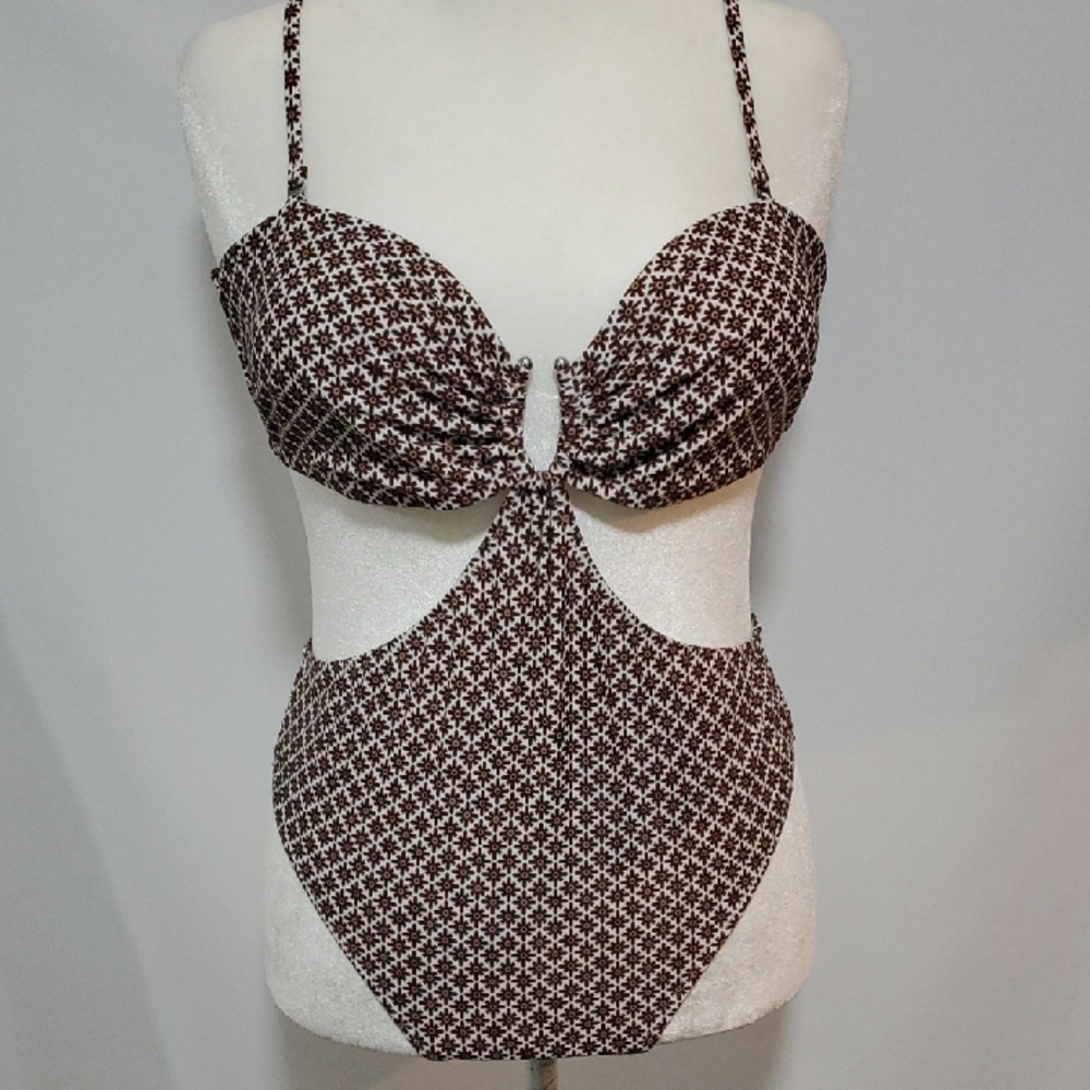 Cupshe Brown and White Patterned Swimsuit